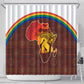 African Sunset Shower Curtain Tribal Pattern Continent Silhouette - Rainbow Arc Safari Scene