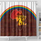 African Sunset Shower Curtain Tribal Pattern Continent Silhouette - Rainbow Arc Safari Scene