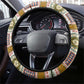 African Sunset Steering Wheel Cover Tribal Pattern Continent Silhouette - Rainbow Arc Safari Scene