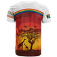 African Sunset T shirt Tribal Pattern Continent Silhouette - Rainbow Arc Safari Scene