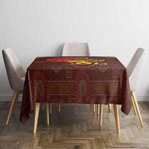 African Sunset Tablecloth Tribal Pattern Continent Silhouette - Rainbow Arc Safari Scene