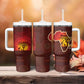 African Sunset Tumbler With Handle Tribal Pattern Continent Silhouette - Rainbow Arc Safari Scene