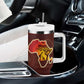 African Sunset Tumbler With Handle Tribal Pattern Continent Silhouette - Rainbow Arc Safari Scene