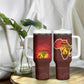 African Sunset Tumbler With Handle Tribal Pattern Continent Silhouette - Rainbow Arc Safari Scene