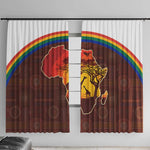 African Sunset Window Curtain Tribal Pattern Continent Silhouette - Rainbow Arc Safari Scene