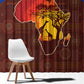African Sunset Window Curtain Tribal Pattern Continent Silhouette - Rainbow Arc Safari Scene