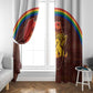 African Sunset Window Curtain Tribal Pattern Continent Silhouette - Rainbow Arc Safari Scene