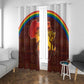 African Sunset Window Curtain Tribal Pattern Continent Silhouette - Rainbow Arc Safari Scene