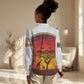 African Sunset Women Casual Shirt Tribal Pattern Continent Silhouette - Rainbow Arc Safari Scene