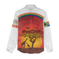 African Sunset Women Casual Shirt Tribal Pattern Continent Silhouette - Rainbow Arc Safari Scene