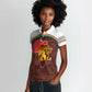 African Sunset Women Polo Shirt Tribal Pattern Continent Silhouette - Rainbow Arc Safari Scene
