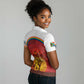African Sunset Women Polo Shirt Tribal Pattern Continent Silhouette - Rainbow Arc Safari Scene
