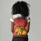 African Sunset Women V-Neck T-Shirt Tribal Pattern Continent Silhouette - Rainbow Arc Safari Scene