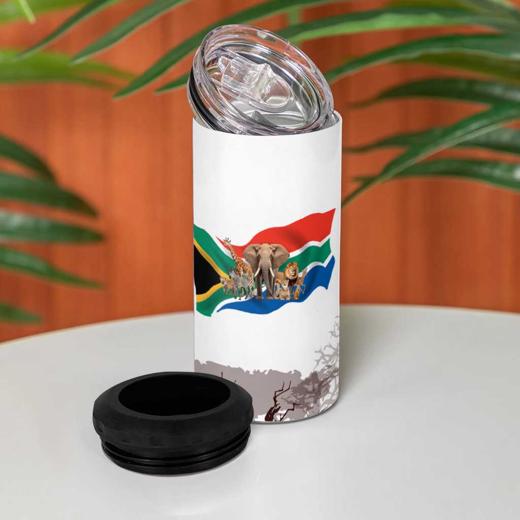 South Africa Wildlife Pride 4 in 1 Can Cooler Tumbler Big Five Animals
