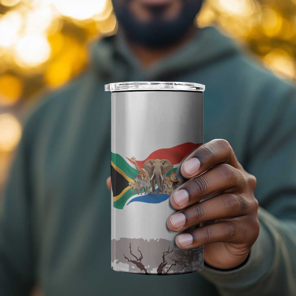 South Africa Wildlife Pride 4 in 1 Can Cooler Tumbler Big Five Animals