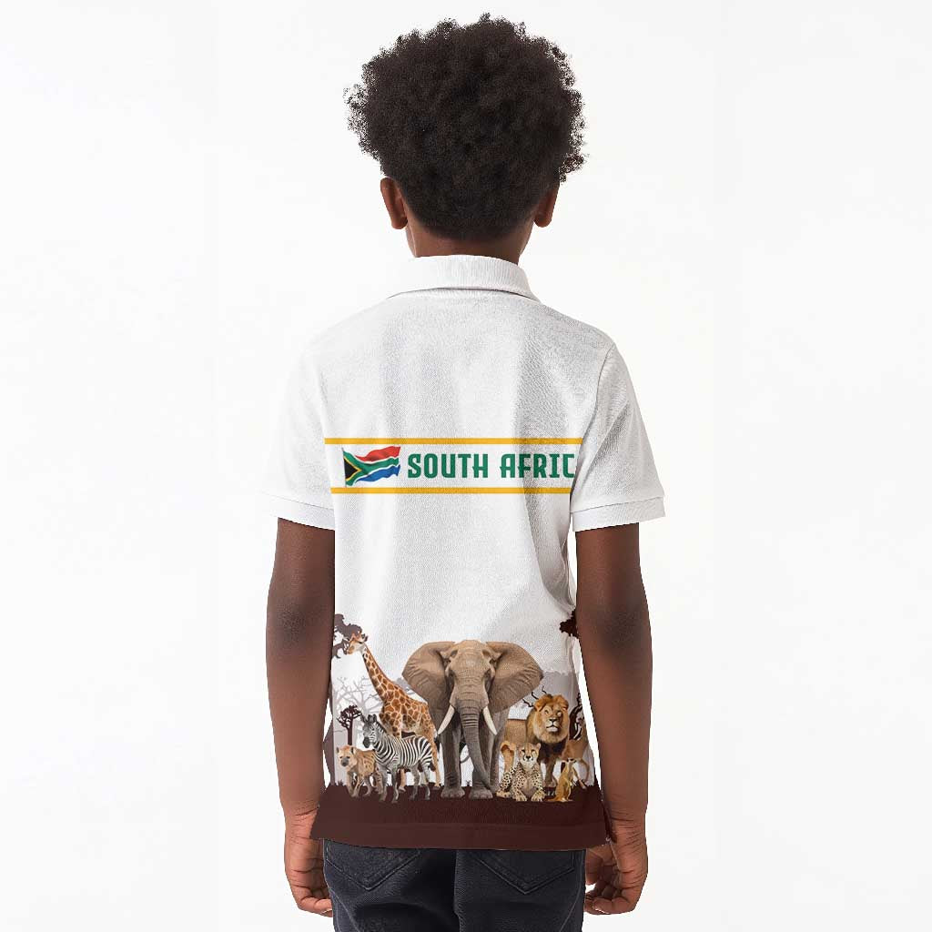 South Africa Wildlife Pride Kid Polo Shirt Big Five Animals