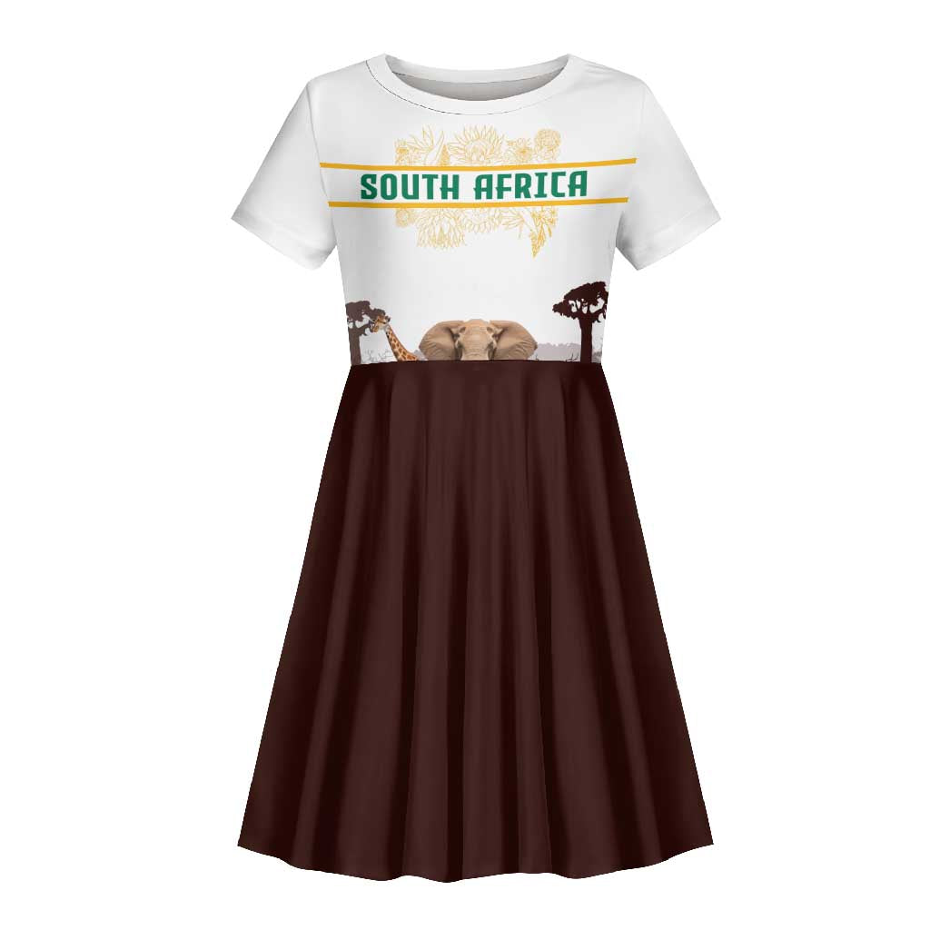 South Africa Wildlife Pride Kid Short Sleeve Dress Big Five Animals