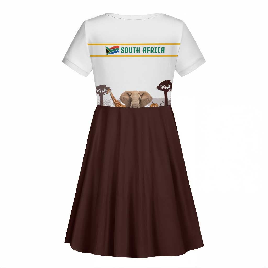 South Africa Wildlife Pride Kid Short Sleeve Dress Big Five Animals