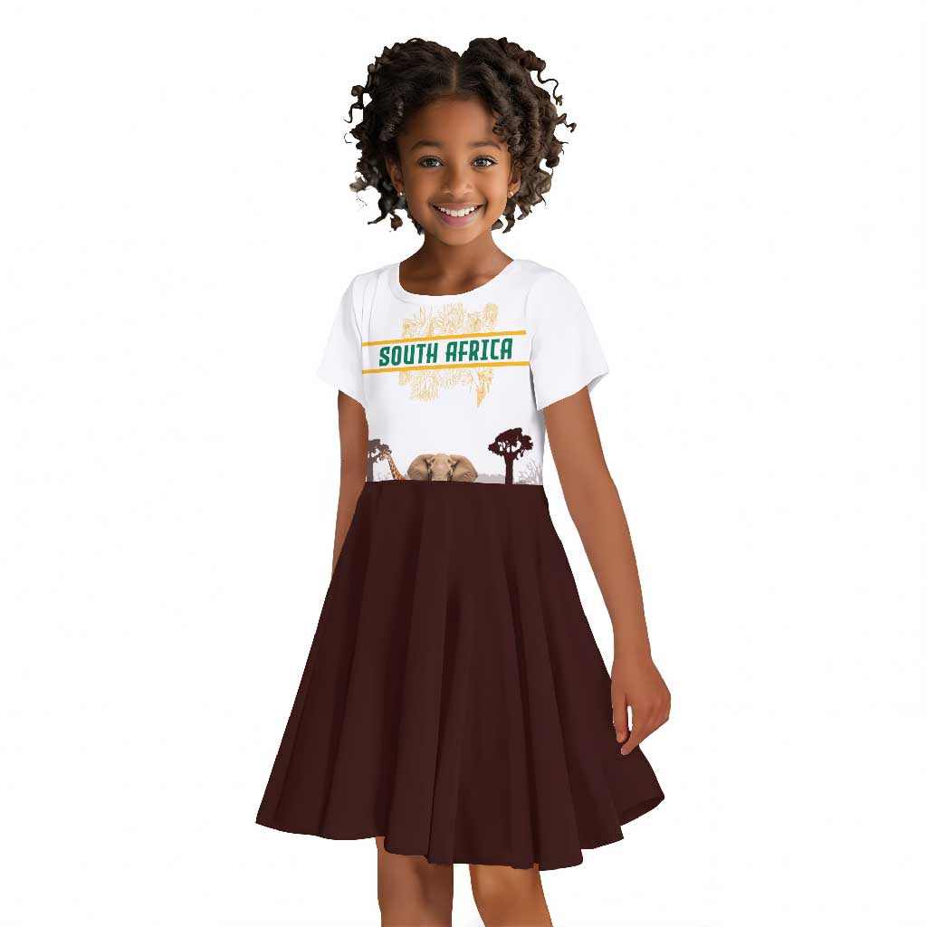 South Africa Wildlife Pride Kid Short Sleeve Dress Big Five Animals