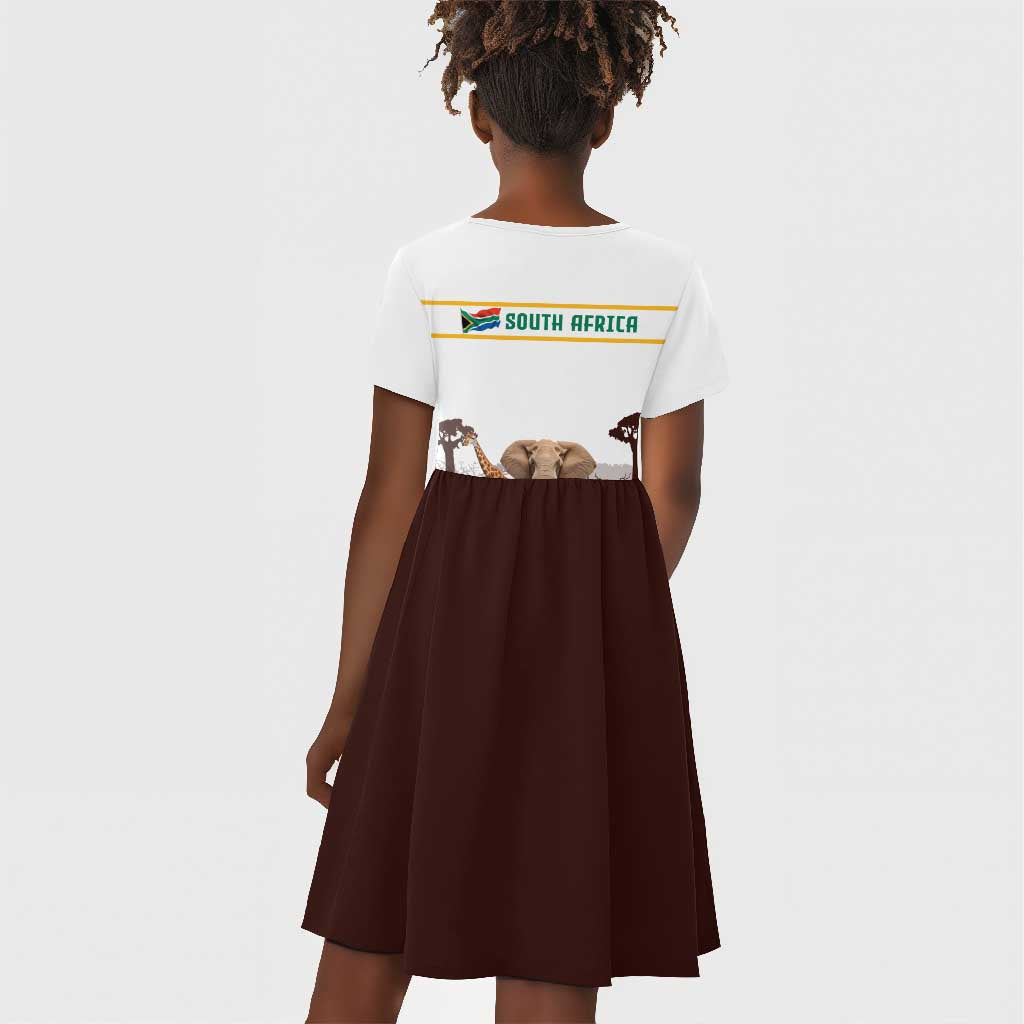 South Africa Wildlife Pride Kid Short Sleeve Dress Big Five Animals