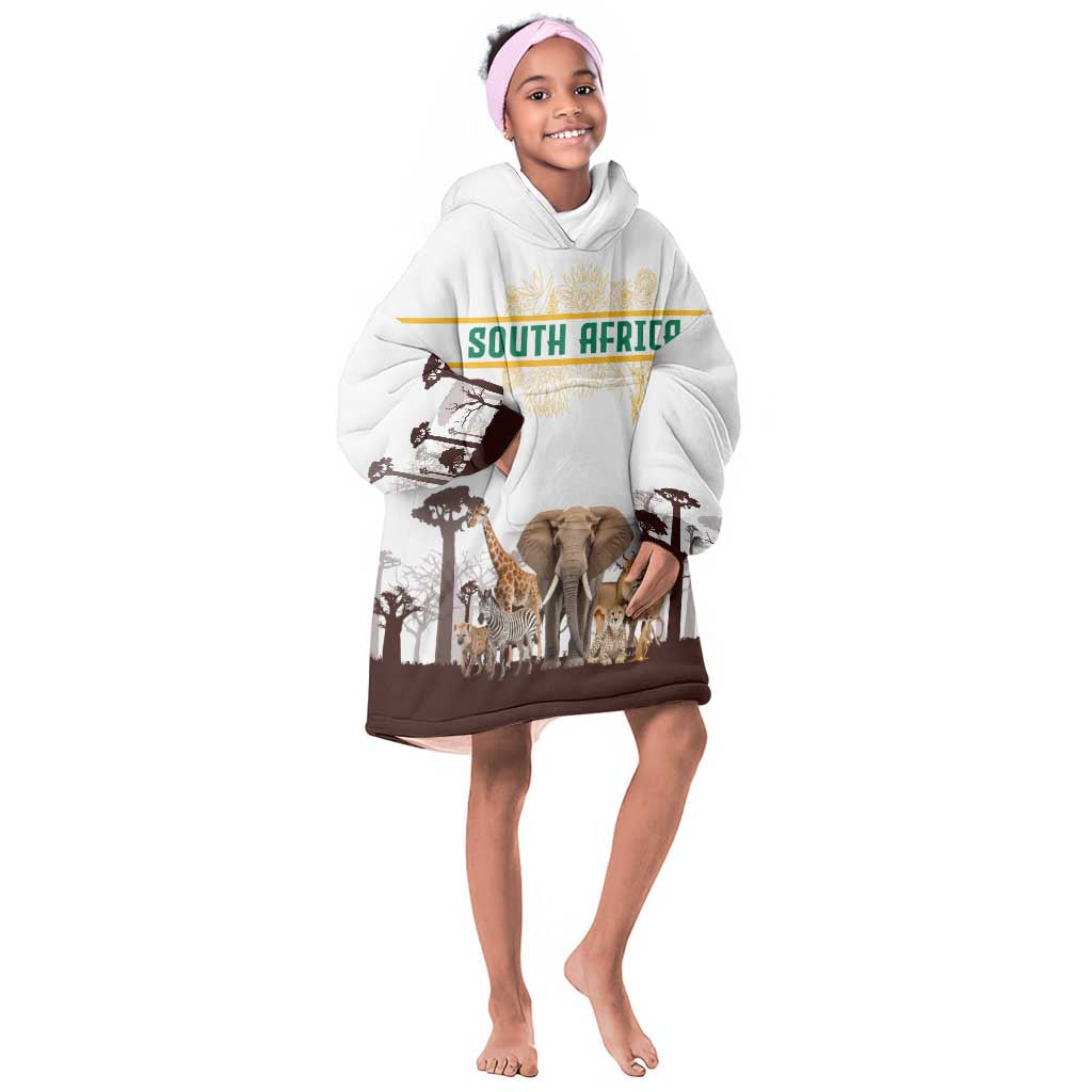 South Africa Wildlife Pride Kid Wearable Blanket Hoodie Big Five Animals