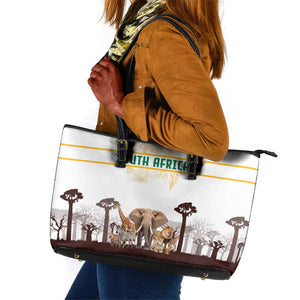South Africa Wildlife Pride Leather Tote Bag Big Five Animals