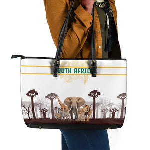 South Africa Wildlife Pride Leather Tote Bag Big Five Animals