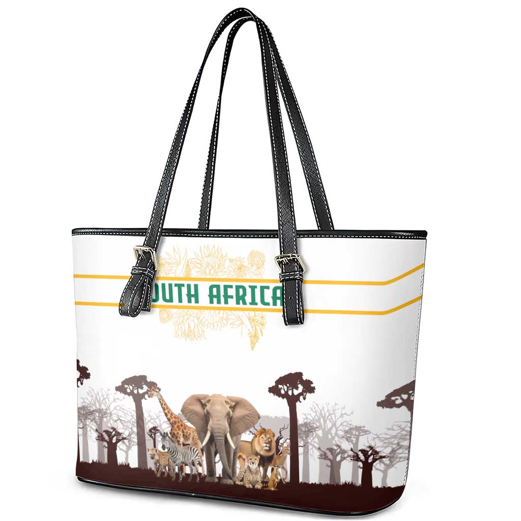 South Africa Wildlife Pride Leather Tote Bag Big Five Animals