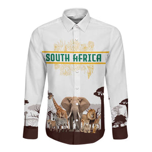 South Africa Wildlife Pride Long Sleeve Button Shirt Big Five Animals