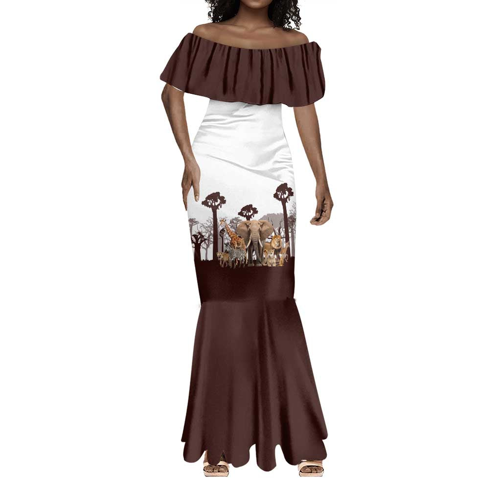 South Africa Wildlife Pride Mermaid Dress Big Five Animals