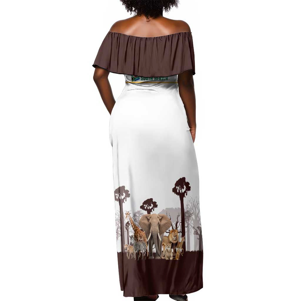 South Africa Wildlife Pride Off Shoulder Maxi Dress Big Five Animals