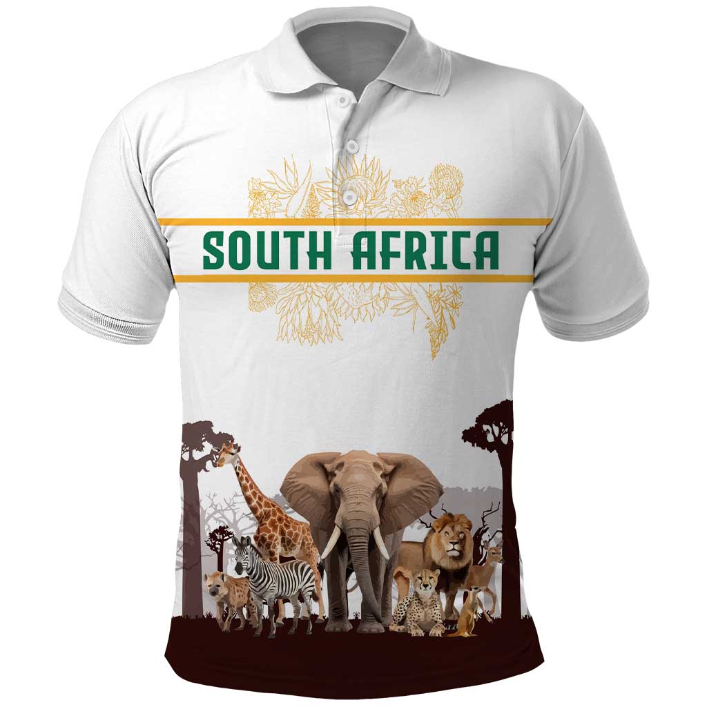 South Africa Wildlife Pride Polo Shirt Big Five Animals