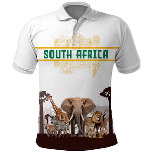 South Africa Wildlife Pride Polo Shirt Big Five Animals