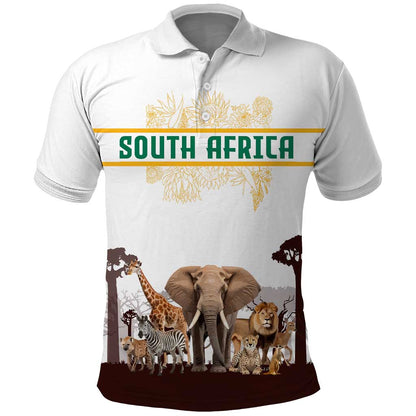 South Africa Wildlife Pride Polo Shirt Big Five Animals