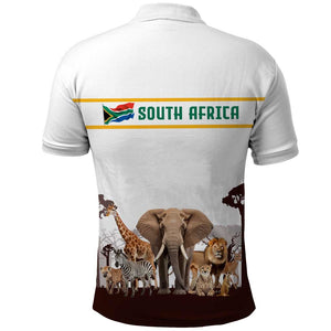 South Africa Wildlife Pride Polo Shirt Big Five Animals