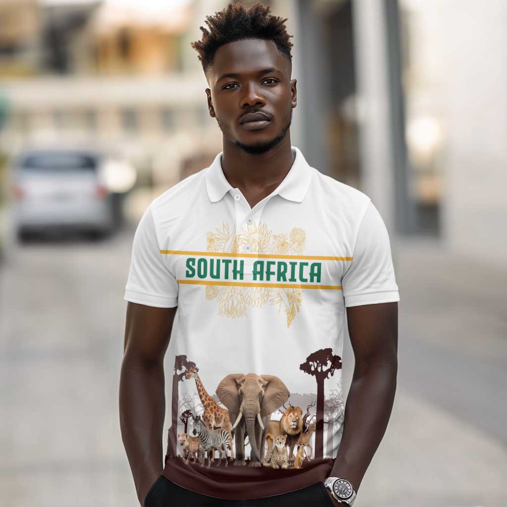 South Africa Wildlife Pride Polo Shirt Big Five Animals