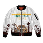 South Africa Wildlife Pride Sleeve Zip Bomber Jacket Big Five Animals