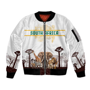 South Africa Wildlife Pride Sleeve Zip Bomber Jacket Big Five Animals