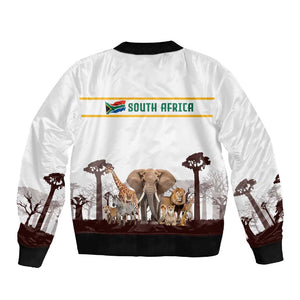 South Africa Wildlife Pride Sleeve Zip Bomber Jacket Big Five Animals