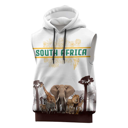 South Africa Wildlife Pride Sleeveless Hoodie Big Five Animals - African Pride