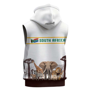 South Africa Wildlife Pride Sleeveless Hoodie Big Five Animals - African Pride