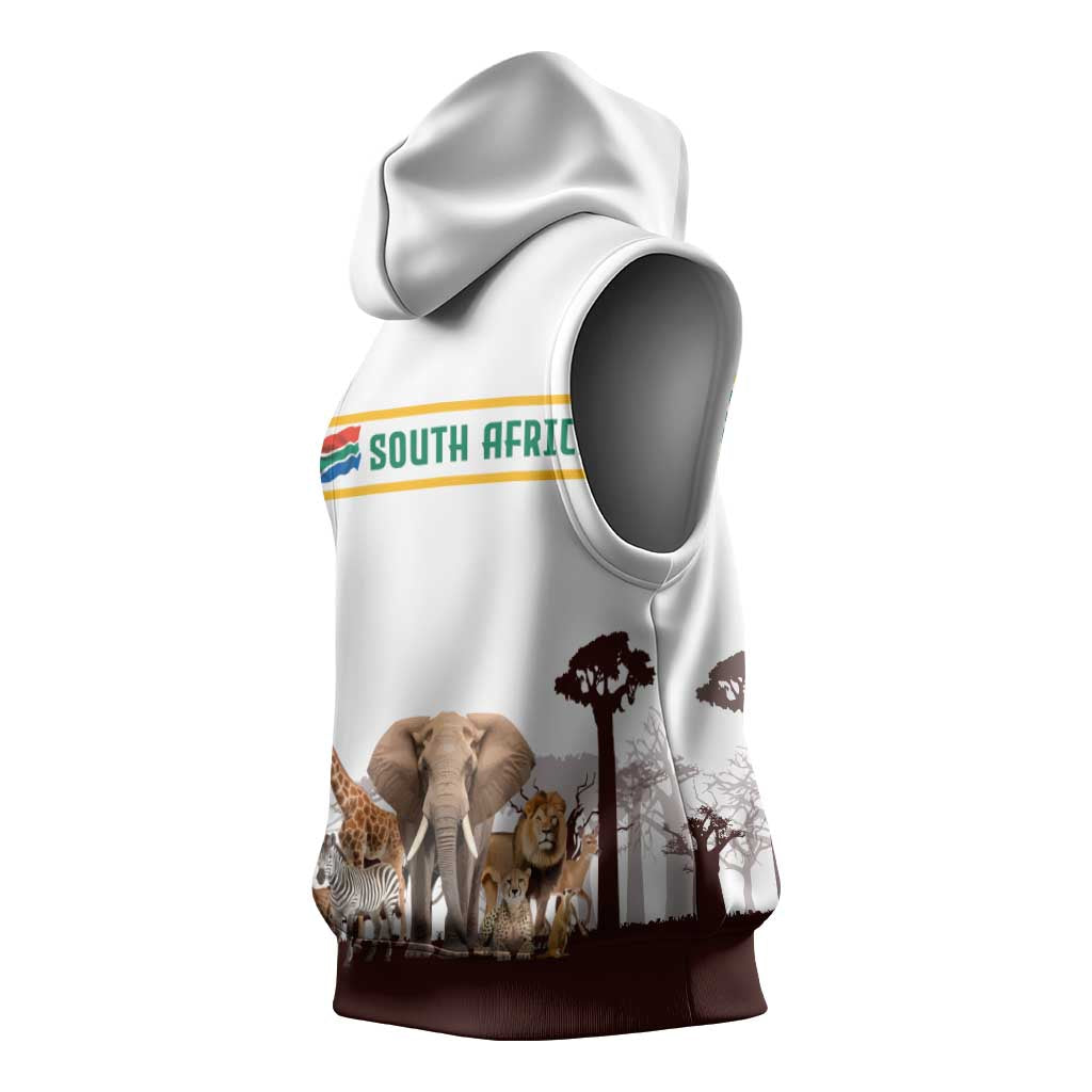South Africa Wildlife Pride Sleeveless Hoodie Big Five Animals - African Pride