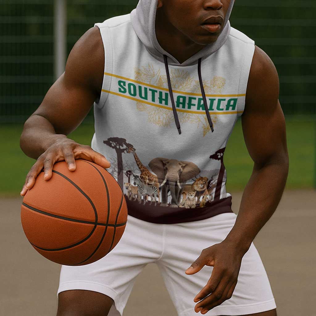 South Africa Wildlife Pride Sleeveless Hoodie Big Five Animals - African Pride