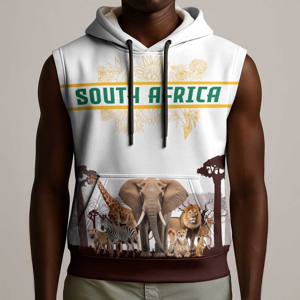 South Africa Wildlife Pride Sleeveless Hoodie Big Five Animals - African Pride