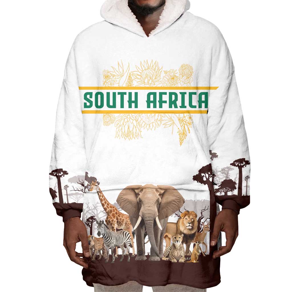 South Africa Wildlife Pride Wearable Blanket Hoodie Big Five Animals