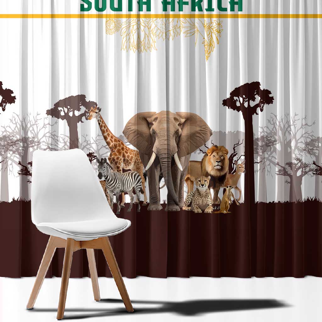 South Africa Wildlife Pride Window Curtain Big Five Animals