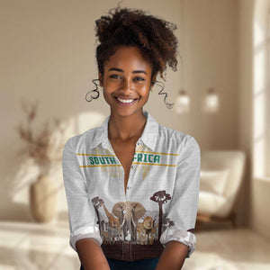 South Africa Wildlife Pride Women Casual Shirt Big Five Animals