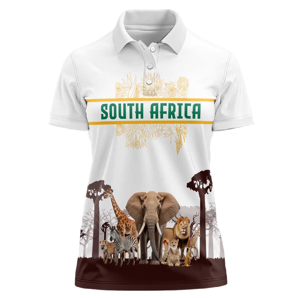 South Africa Wildlife Pride Women Polo Shirt Big Five Animals