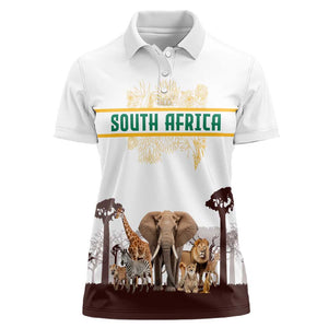 South Africa Wildlife Pride Women Polo Shirt Big Five Animals