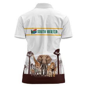 South Africa Wildlife Pride Women Polo Shirt Big Five Animals